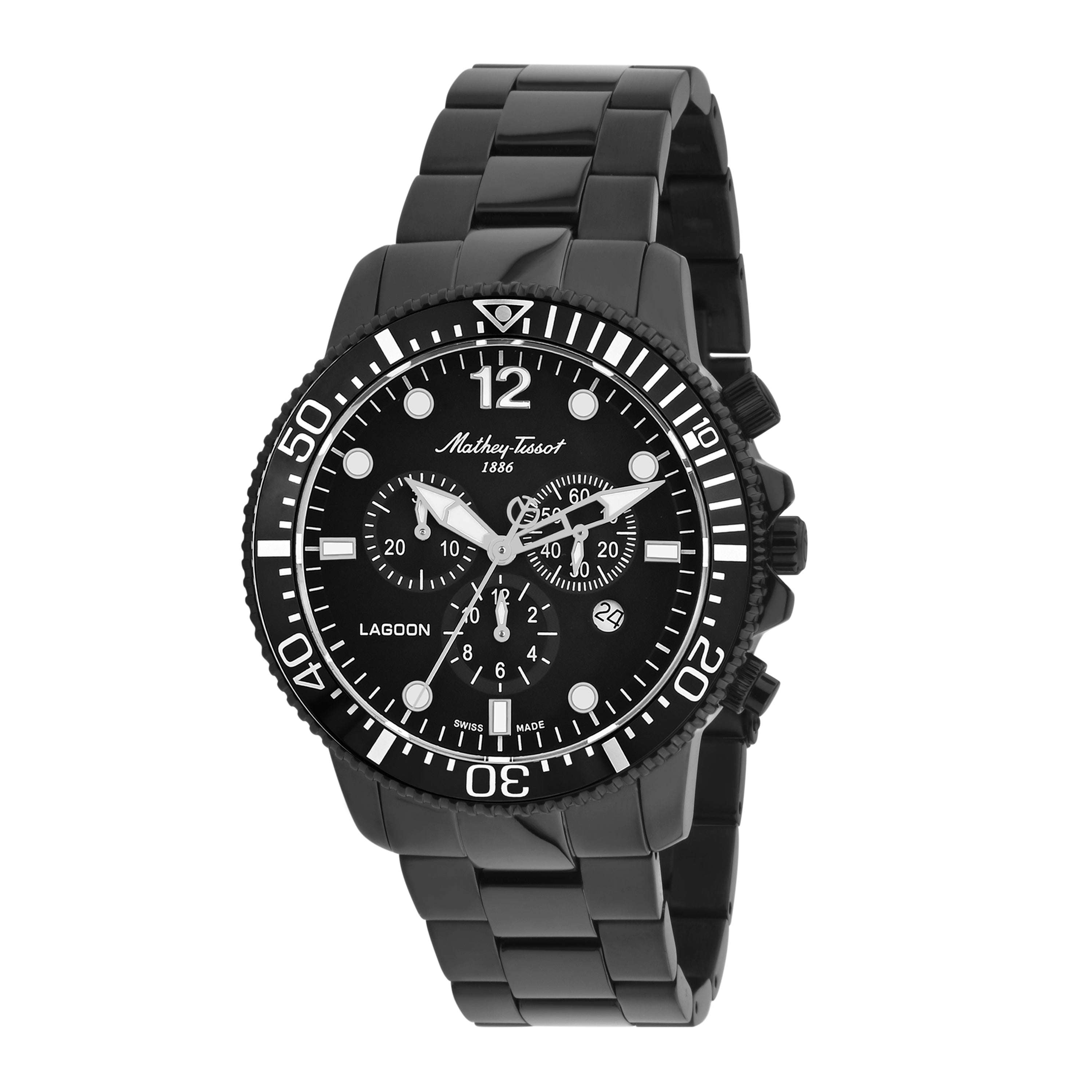 Mathey-Tissot Swiss Made Lagoon Chronograph Quartz 42.5 MM Black Dial Watch For Men -  H123CHNN