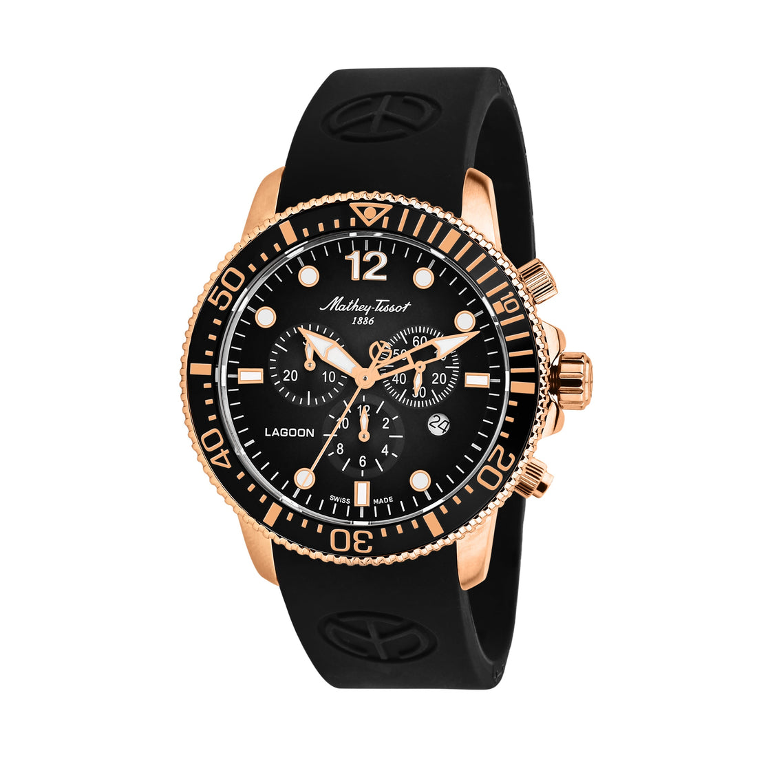 Mathey-Tissot Swiss Made Lagoon Chronograph Quartz Black Dial Mens Watch - H123CHPLN