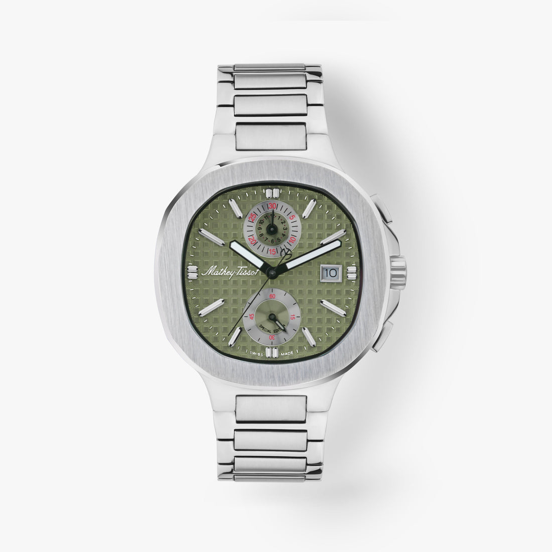 Mathey-Tissot Swiss Made Evasion Chrono Quartz Ronda 3520 Movement Green Dial Analog Watch For - Gents H152CHAV