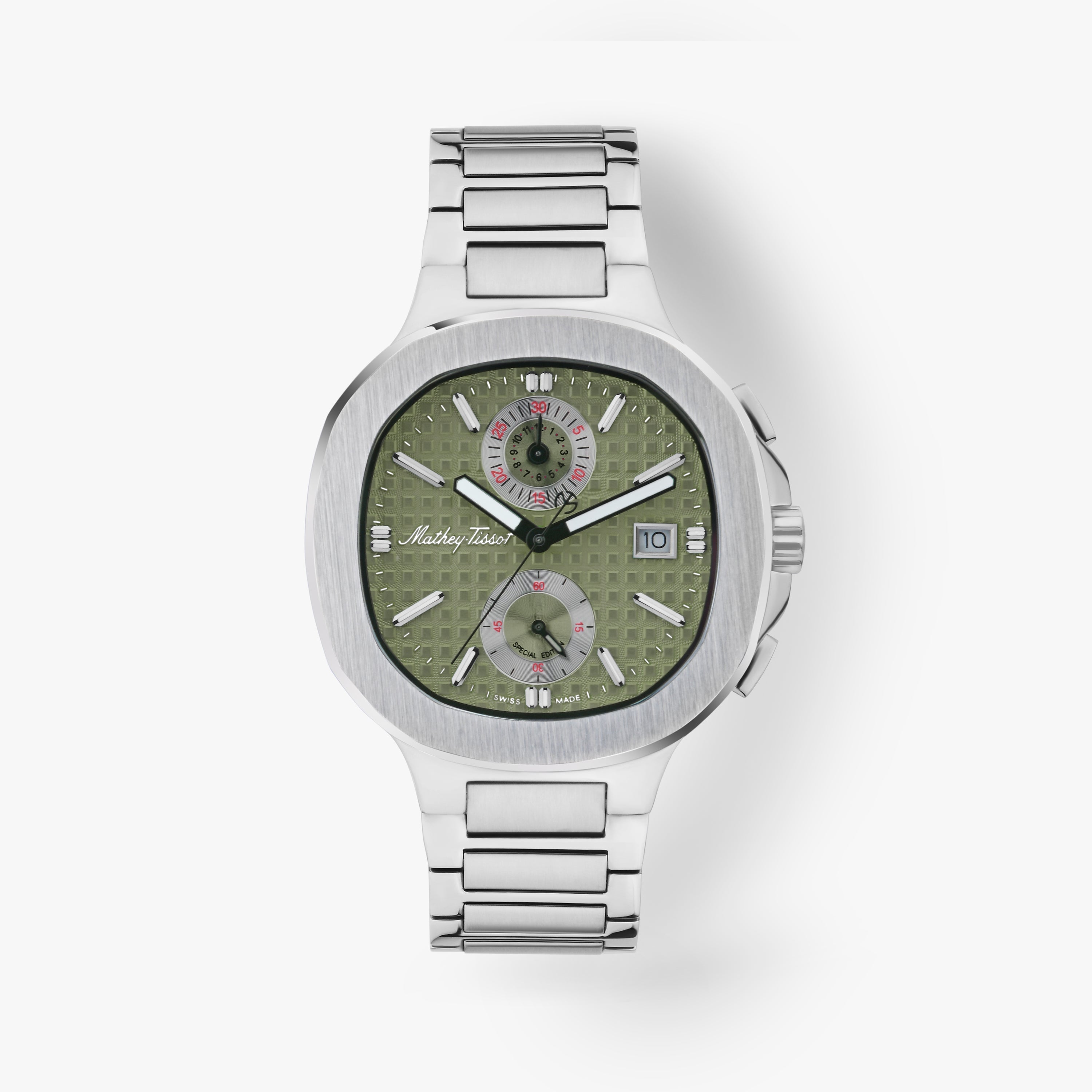 Mathey-Tissot Swiss Made Evasion Chrono Quartz Ronda 3520 Movement Green Dial Analog Watch For - Gents H152CHAV