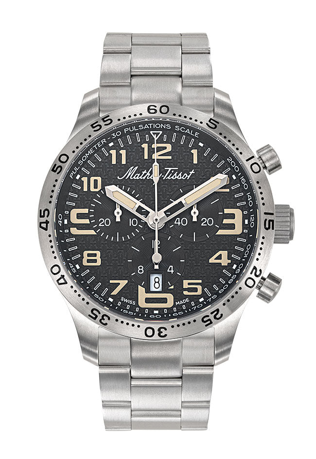 Mathey-Tissot Type 21 Titanium Swiss Made Quartz Black Dial Watch For - Gents H1821CHT3