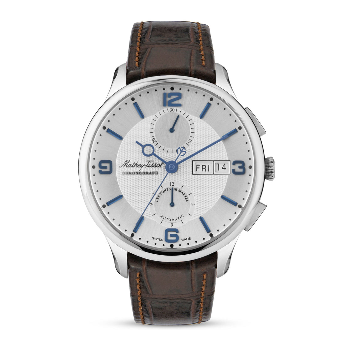 Mathey-Tissot Swiss Made Edmond Chrono Automatic Landeron 77 Movement White Dial Analog Watch For - Gents H1886CHATAI