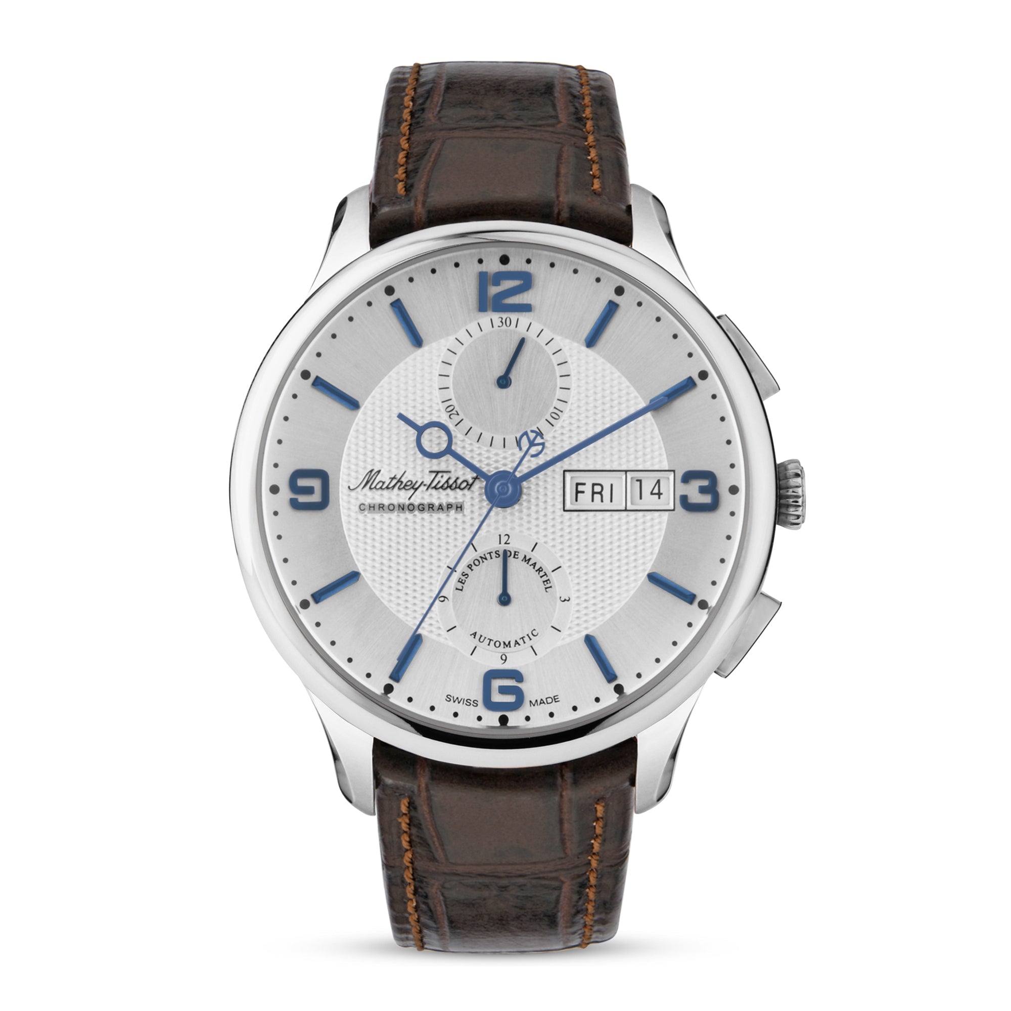 Mathey-Tissot Swiss Made Edmond Chrono Automatic Landeron 77 Movement White Dial Analog Watch For - Gents H1886CHATAI