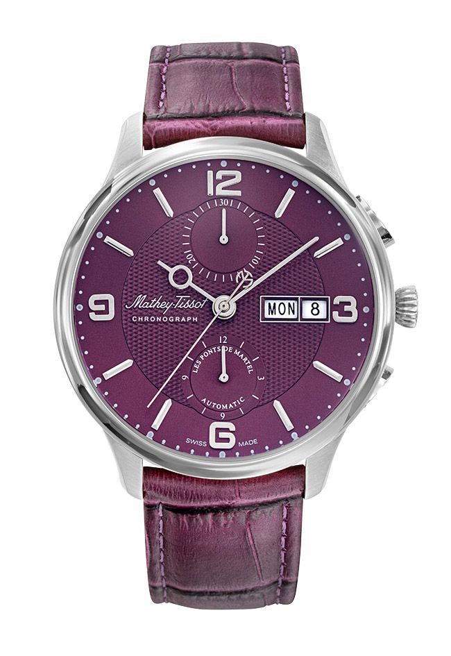 Mathey-Tissot Swiss Made Edmond Chrono Auto Automatic Maroon Dial Analog Watch - For Gents H1886CHATAR
