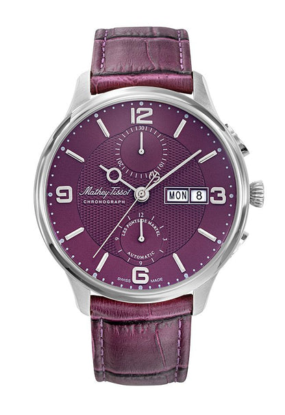 Mathey-Tissot Swiss Made Edmond Chrono Auto Automatic Maroon Dial Analog Watch - For Gents H1886CHATAR