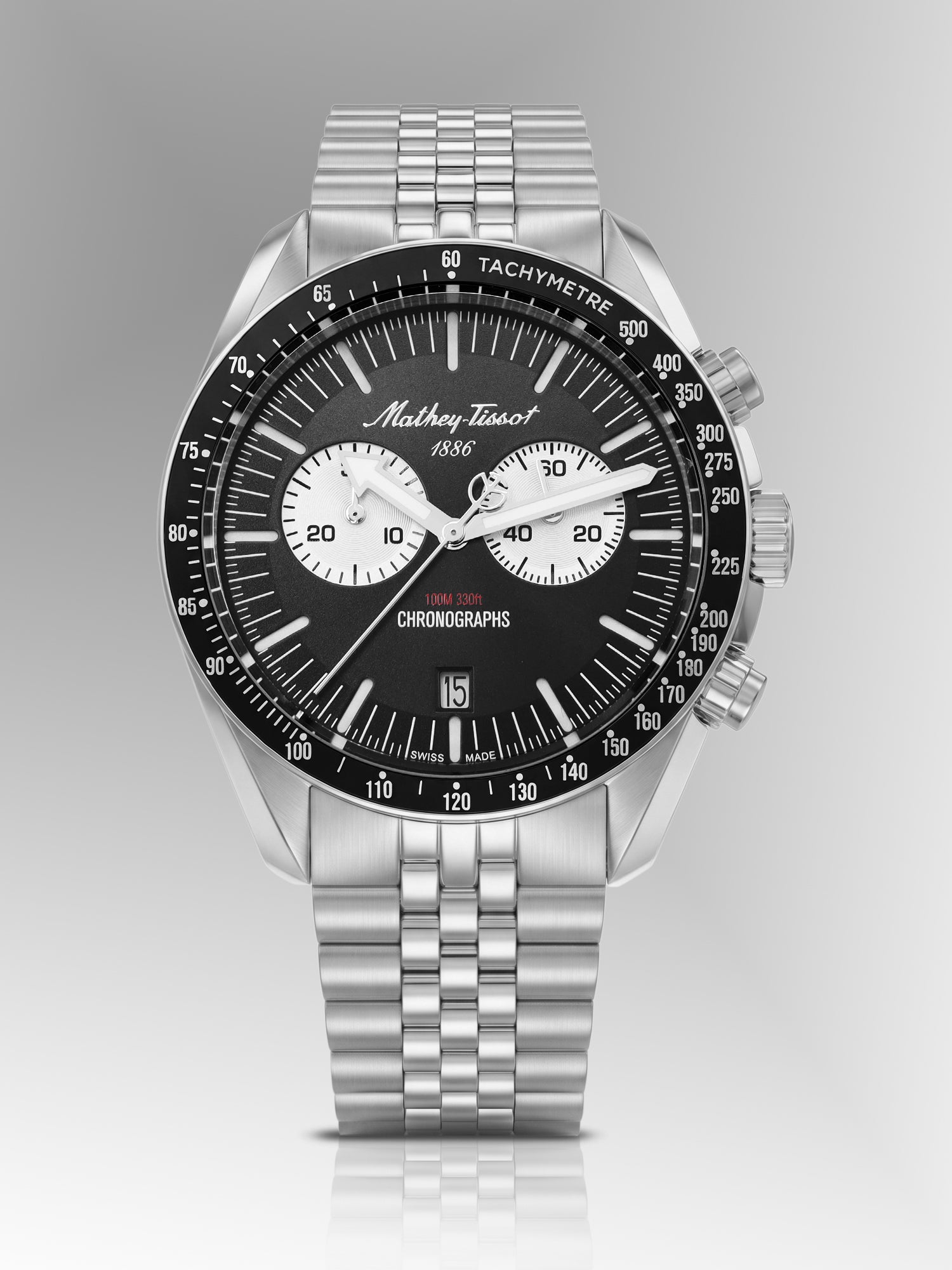 Mathey-Tissot Swiss Made Quartz Black Dial Analog Watch For -Gents H196CHAN