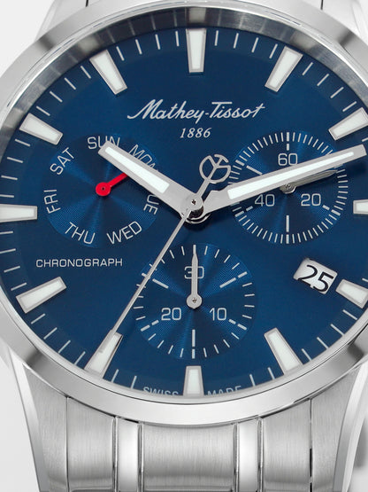 Mathey-Tissot Swiss Made Quartz Blue Dial Analog Watch - Gents H197CHABU