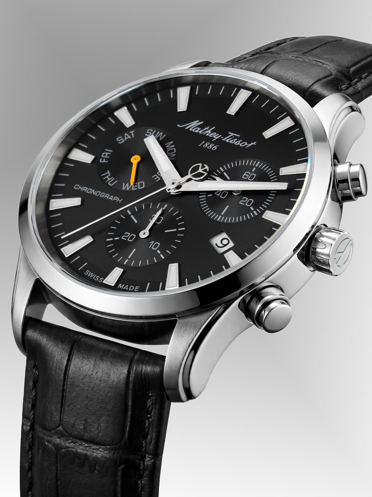 Mathey-Tissot Swiss Made Quartz Black Dial Analog Watch - Gents H197CHALN