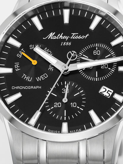 Mathey-Tissot Swiss Made Quartz Black Dial Analog Watch - Gents H197CHAN