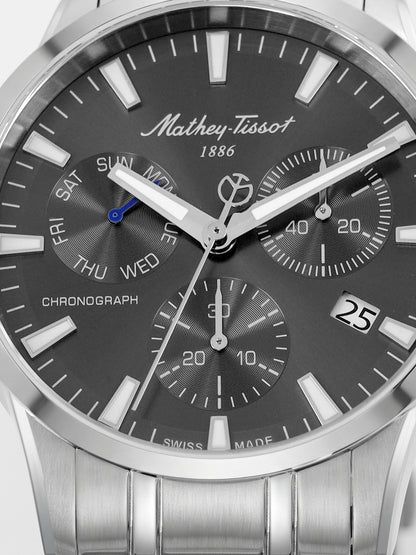 Mathey-Tissot Swiss Made Quartz Grey Dial Analog Watch - Gents H197CHAS