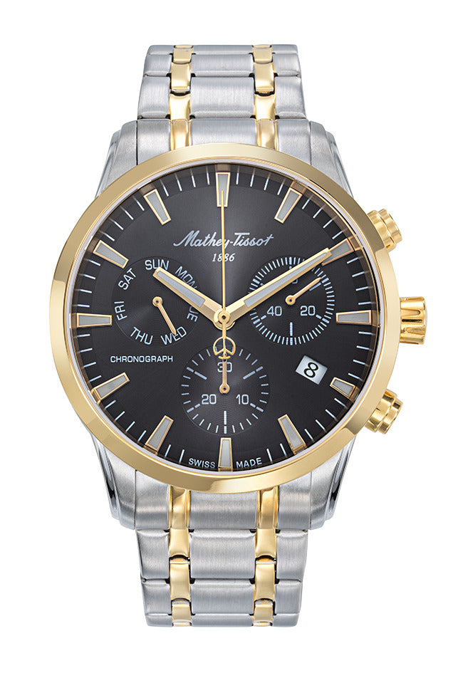 Mathey-Tissot Swiss Made Quartz Black Dial Analog Watch - Gents H197CHBN