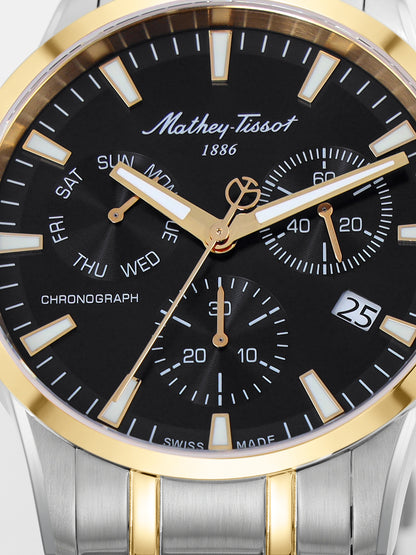 Mathey-Tissot Swiss Made Quartz Black Dial Analog Watch - Gents H197CHBN