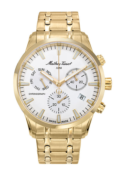 Mathey-Tissot Swiss Made Quartz White Dial Analog Watch - Gents H197CHPI