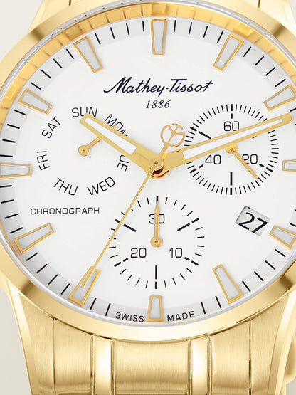 Mathey-Tissot Swiss Made Quartz White Dial Analog Watch - Gents H197CHPI