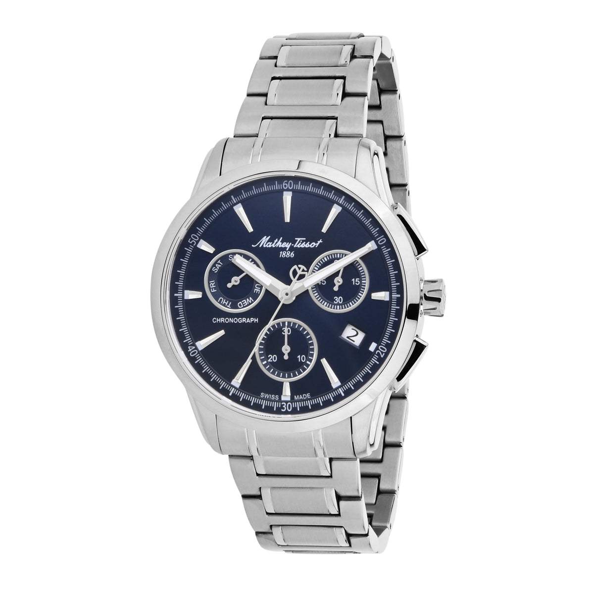Mathey-Tissot Swiss Made Lancelot Chronograph Quartz Blue Dial  Gents Watch - H198CHABU