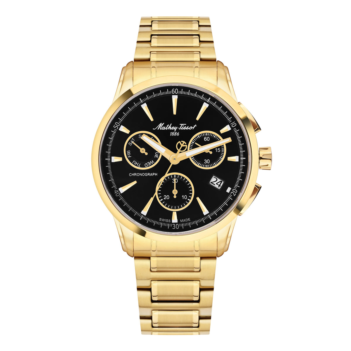 Mathey-Tissot Swiss Made Lancelot Chronograph Quartz Black Dial  Gents Watch -  H198CHPN