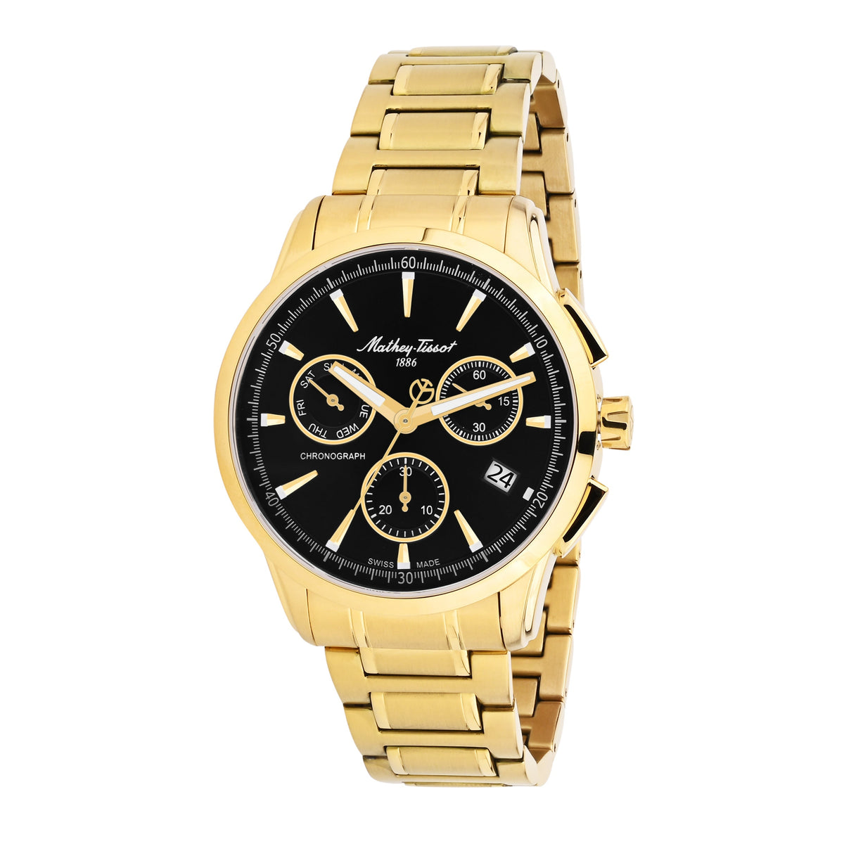 Mathey-Tissot Swiss Made Lancelot Chronograph Quartz Black Dial  Gents Watch -  H198CHPN