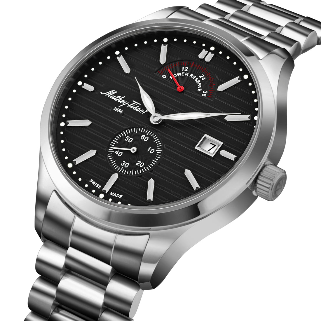 Mathey-Tissot Swiss Made Urban Power Reserve Quartz Black Dial Analog Watch For Gents - H411ATPRAN