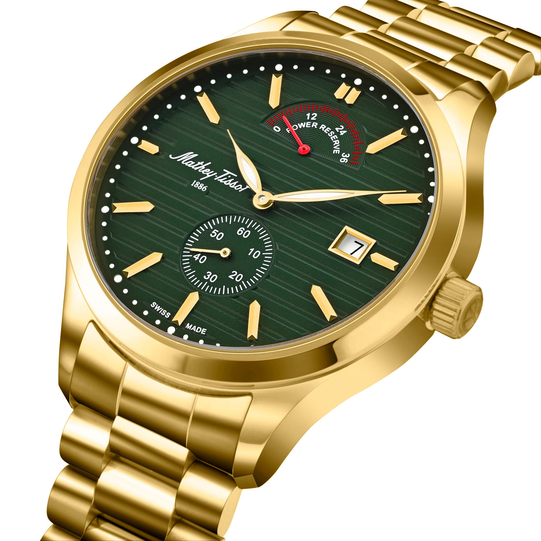Mathey-Tissot Swiss Made Urban Power Reserve Quartz Green Dial Analog Watch For Gents - H411ATPRPV