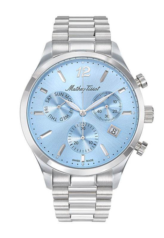 Mathey-Tissot Swiss Made Urban Chrono Quartz Ronda Z60 Movement Blue Dial Analog Watch For - Gents H411CHASKY