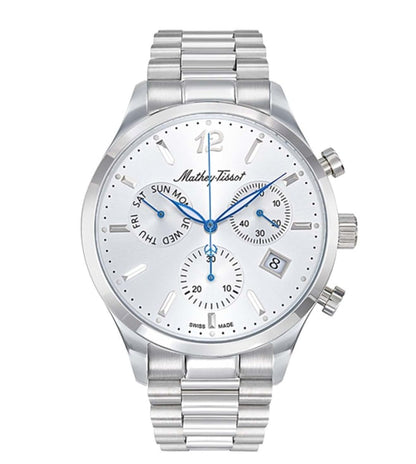 Mathey-Tissot Swiss Made Urban Chrono Quartz Ronda Z60 Movement Silver Dial Analog Watch For - Gents H411CHAS