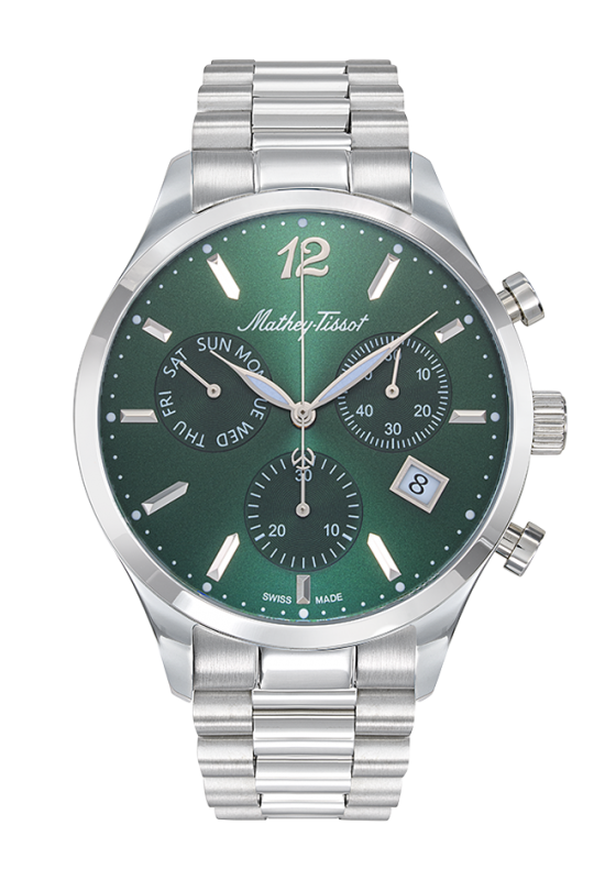 Mathey-Tissot Swiss Made Urban Chrono Quartz Ronda Z60 Movement Green Dial Analog Watch For - Gents H411CHAV