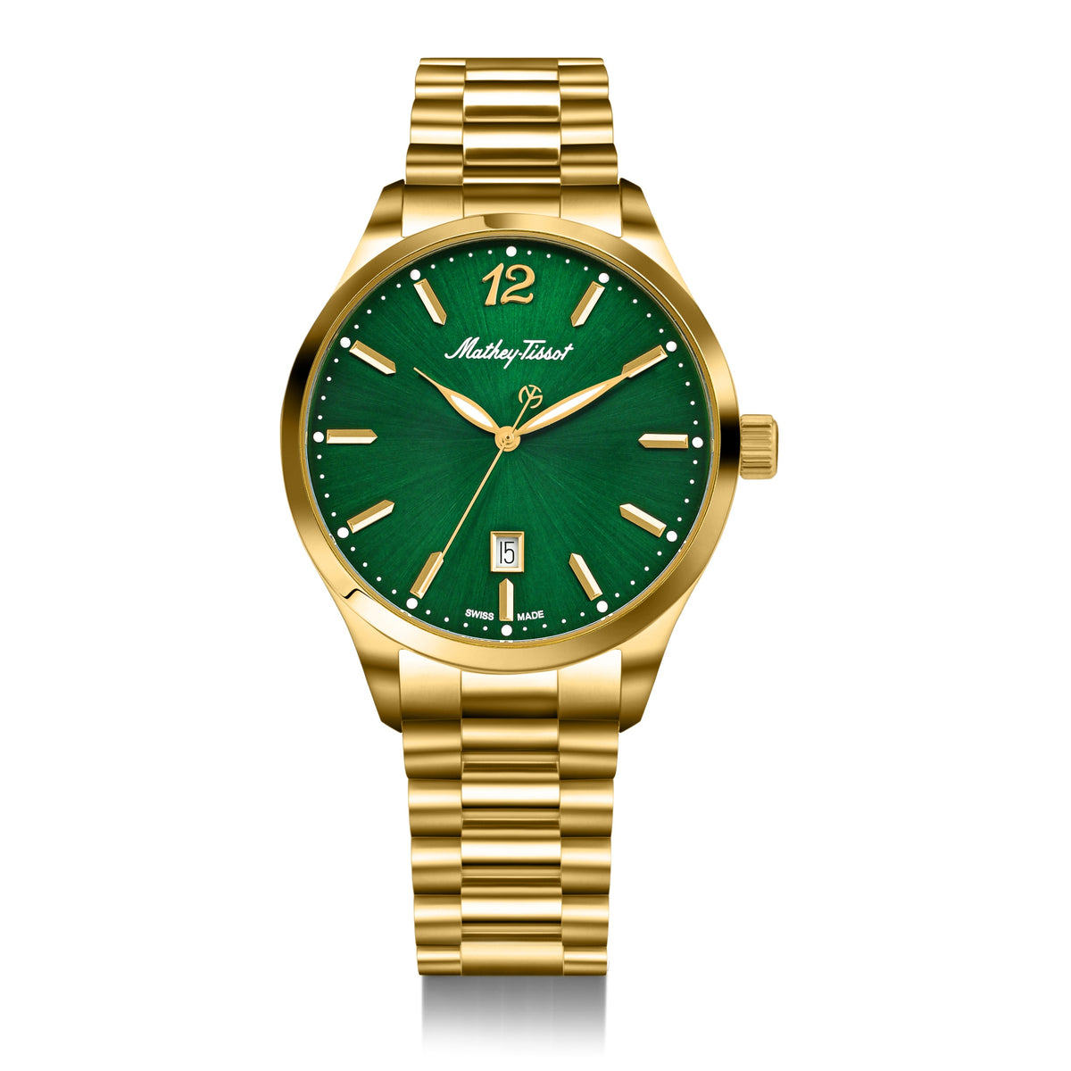 Mathey-Tissot Swiss Made Urban Metal Quartz Green Dial Analog Watch For Gents - H411MPV