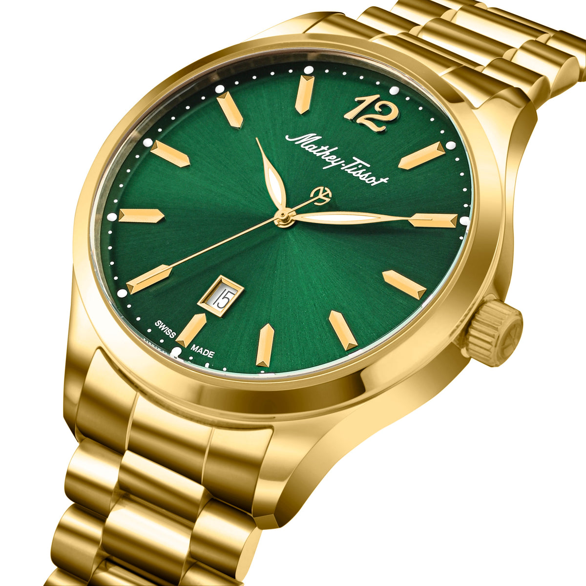 Mathey-Tissot Swiss Made Urban Metal Quartz Green Dial Analog Watch For Gents - H411MPV