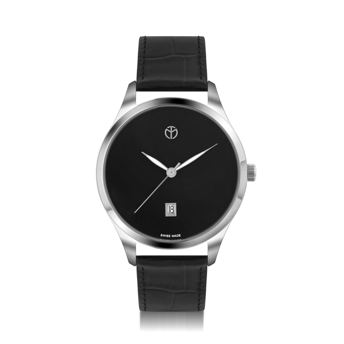 Mathey-Tissot Leather Swiss Made Black Dial Analog Watch For Men- H411NM