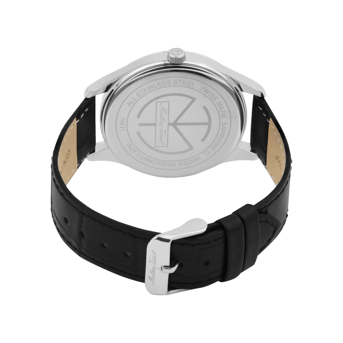 Mathey-Tissot Leather Swiss Made Black Dial Analog Watch For Men- H411NM