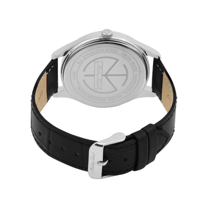 Mathey-Tissot Leather Swiss Made Black Dial Analog Watch For Men- H411NM