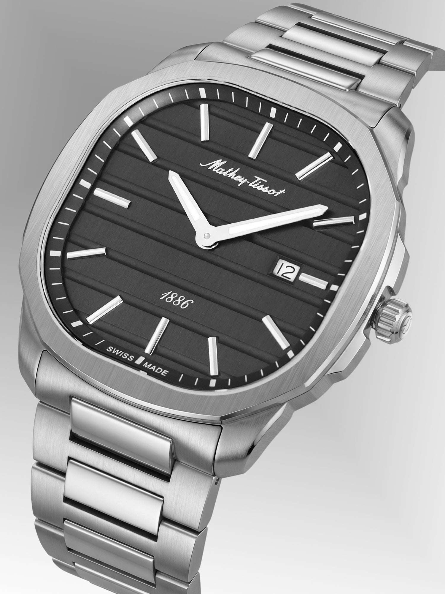 Mathey-Tissot Swiss Made Quartz Black Dial Analog Watch For -Gents H413AN