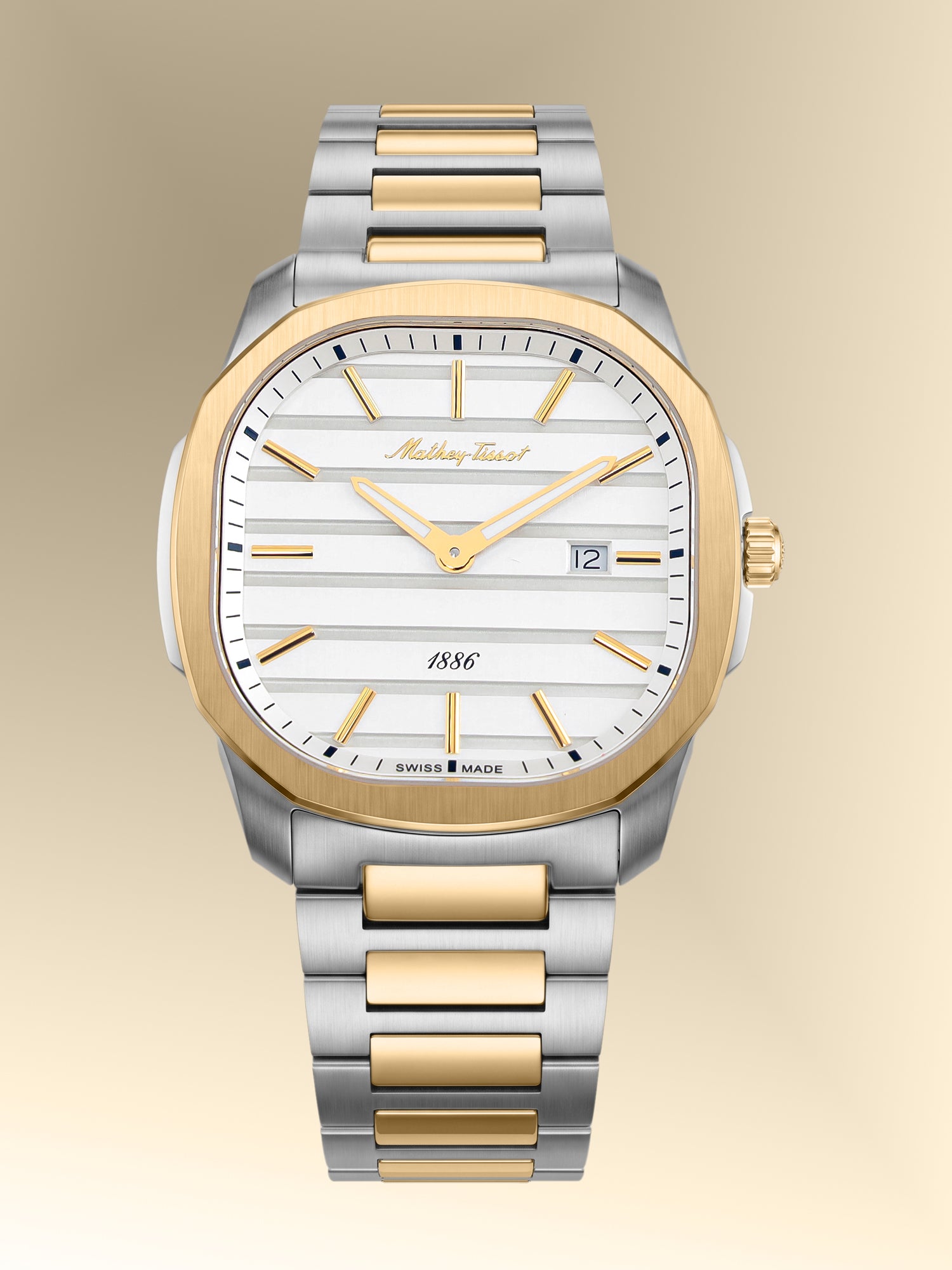 Mathey-Tissot Swiss Made Quartz White Dial Analog Watch For -Gents H413BI