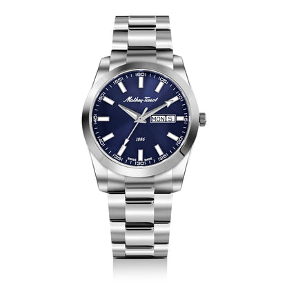 Mathey-Tissot Swiss Made Mathy I Day-Date Quatrz Blue Dial Analog Watch For Gents - H453ABU