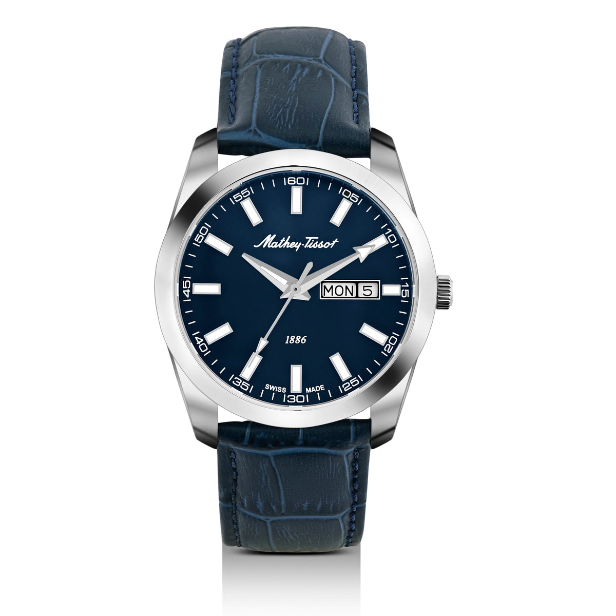 Mathey-Tissot Swiss Made Mathy I Day-Date Quatrz Blue Dial Analog Watch For Gents - H453ALBU