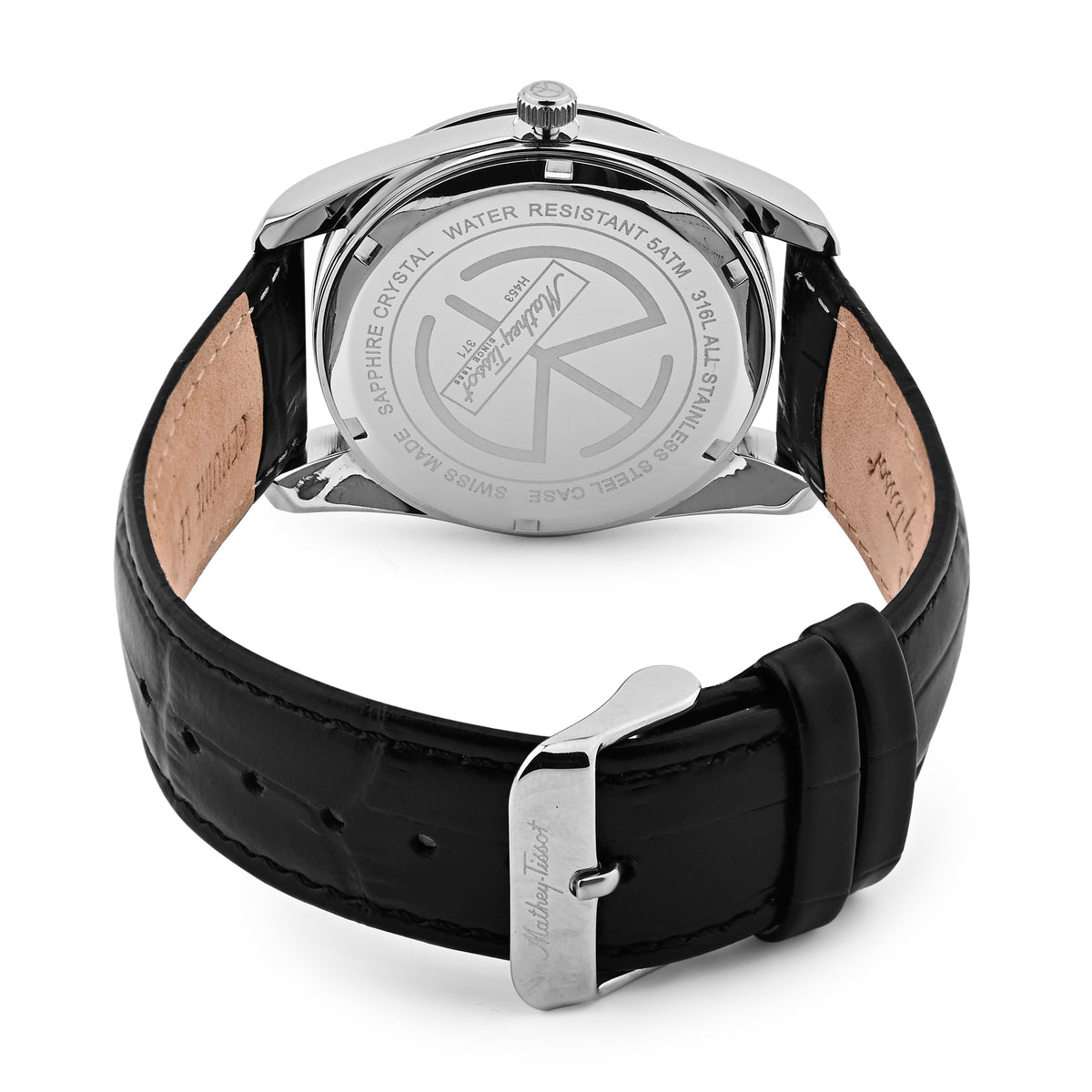 Mathey-Tissot Swiss Made Mathy I Day-Date Quatrz Black Dial Analog Watch For Gents - H453ALN
