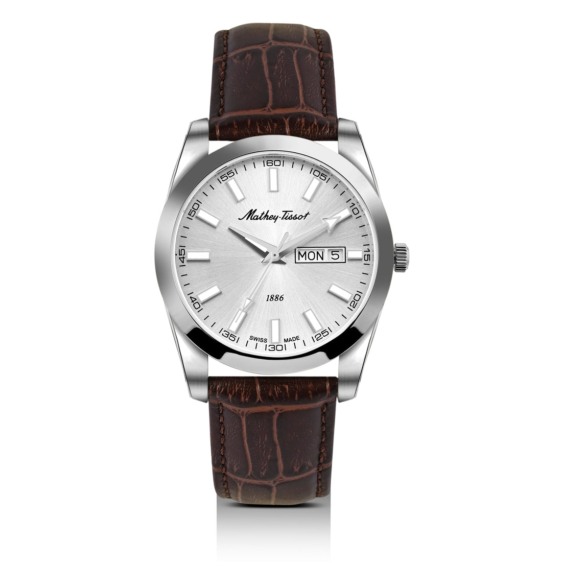 Mathey-Tissot Swiss Made Mathy I Day-Date Quatrz White Dial Analog Watch For Gents - H453ALS