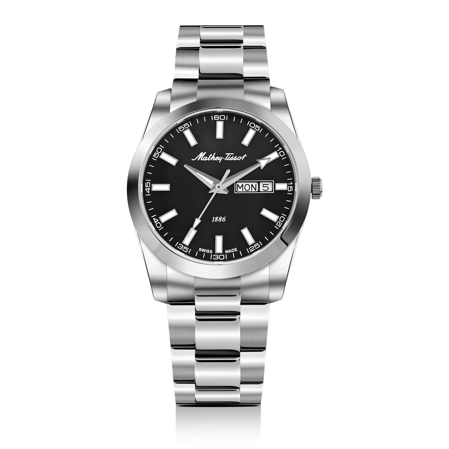 Mathey-Tissot Swiss Made Mathy I Day-Date Quatrz Black Dial Analog Watch For Gents - H453AN