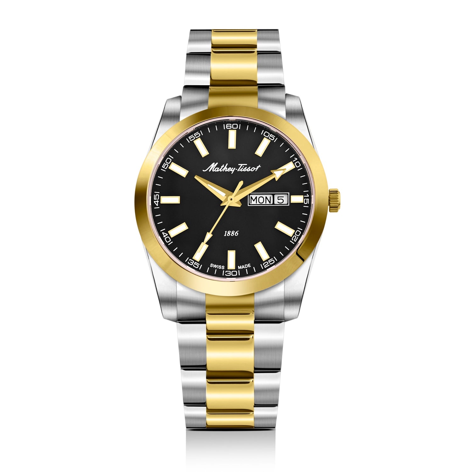Mathey-Tissot Swiss Made Mathy I Day-Date Quatrz Black Dial Analog Watch For Gents - H453BN