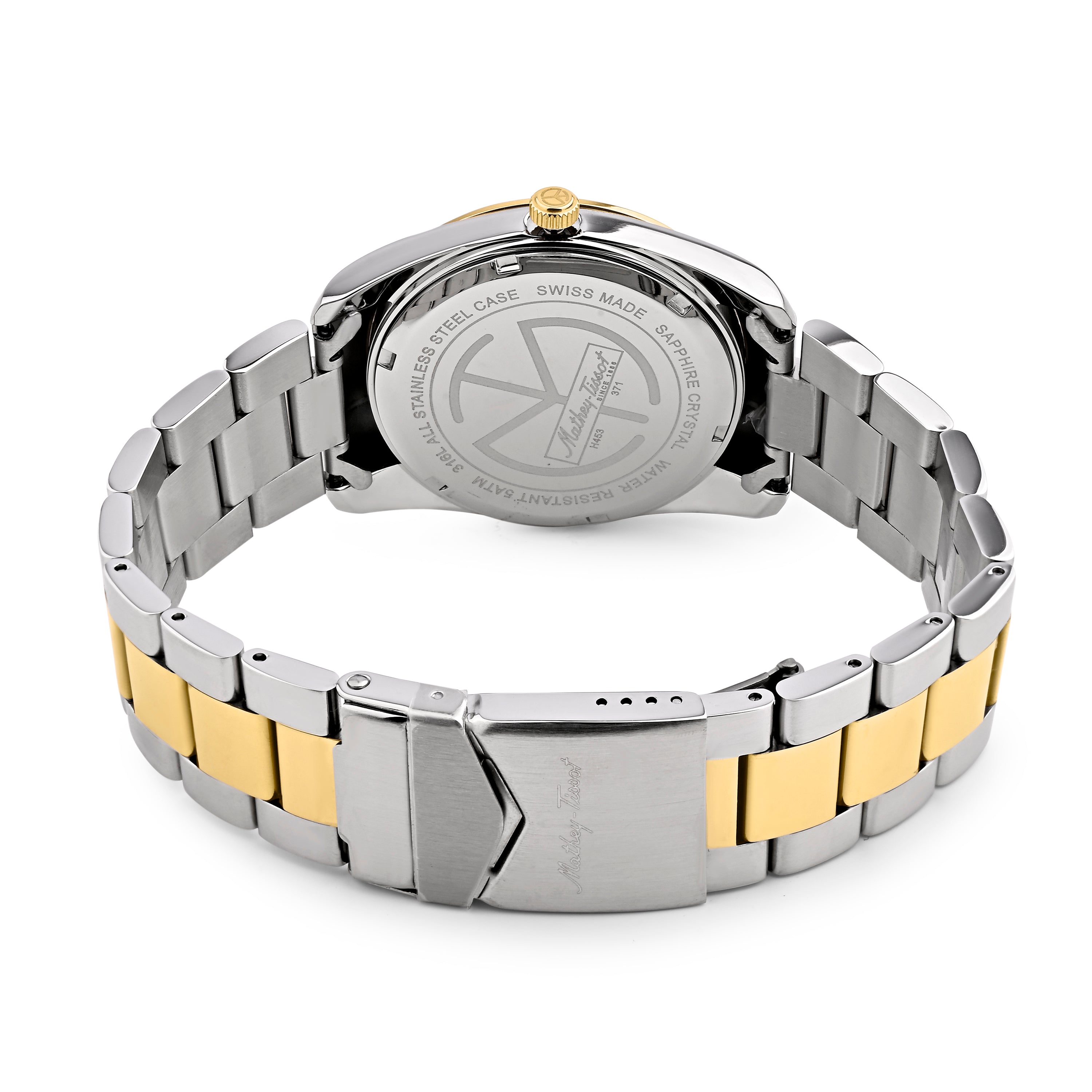 Mathey-Tissot Swiss Made Mathy I Day-Date Quatrz Black Dial Analog Watch For Gents - H453BN