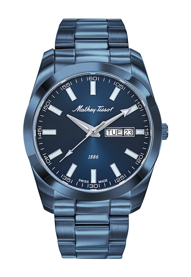 Mathey-Tissot Swiss Made Quartz Blue Dial Analog Watch - Gents H453BUM