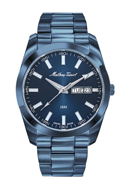 Mathey-Tissot Swiss Made Quartz Blue Dial Analog Watch - Gents H453BUM