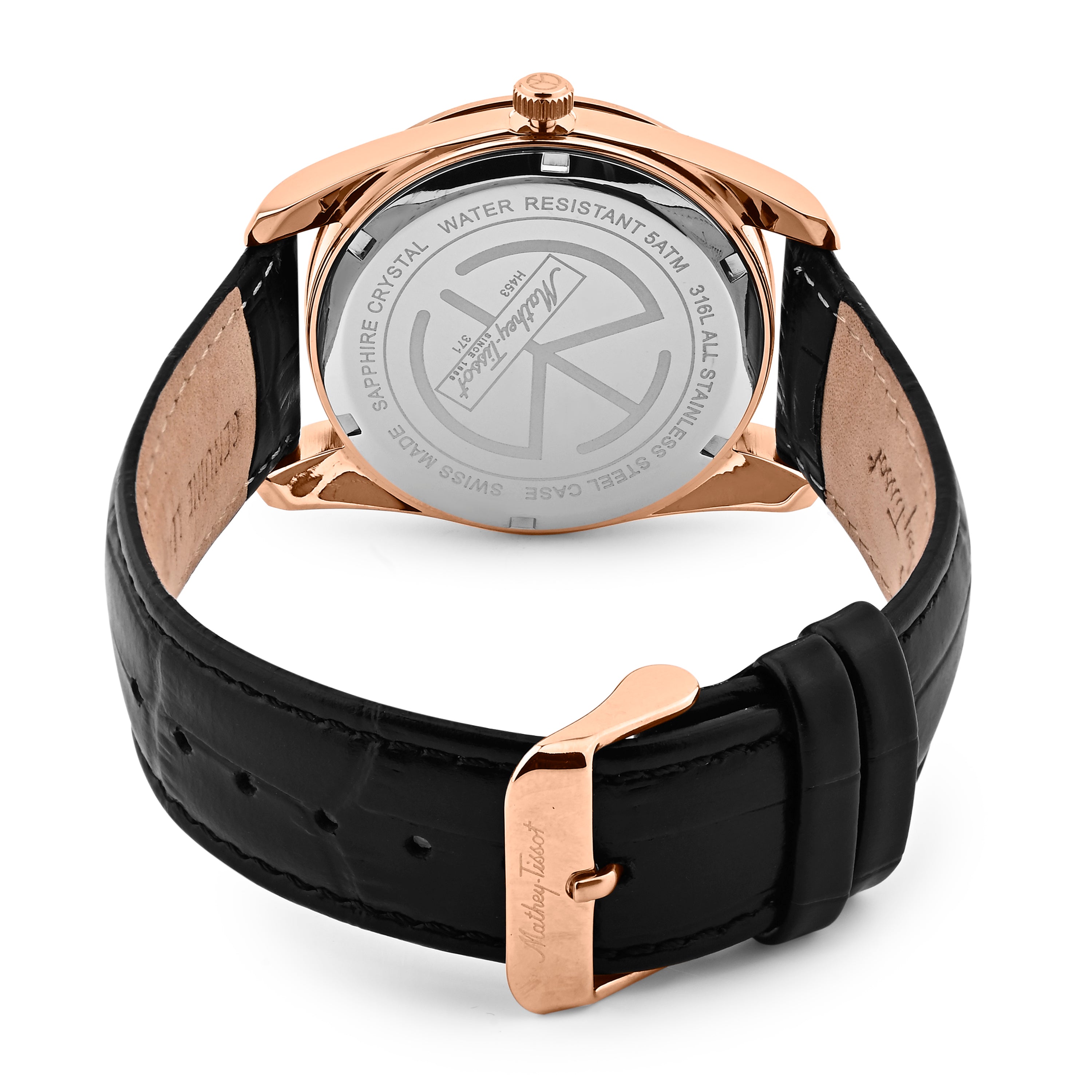 Mathey-Tissot Swiss Made Mathy I Day-Date Quatrz Black Dial Analog Watch For Gents - H453PLN