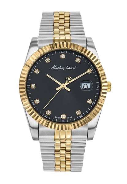 Mathey-Tissot Swiss Made Rolly Iii Crystal 40 MM Black Dial Mens Watch - H710BN