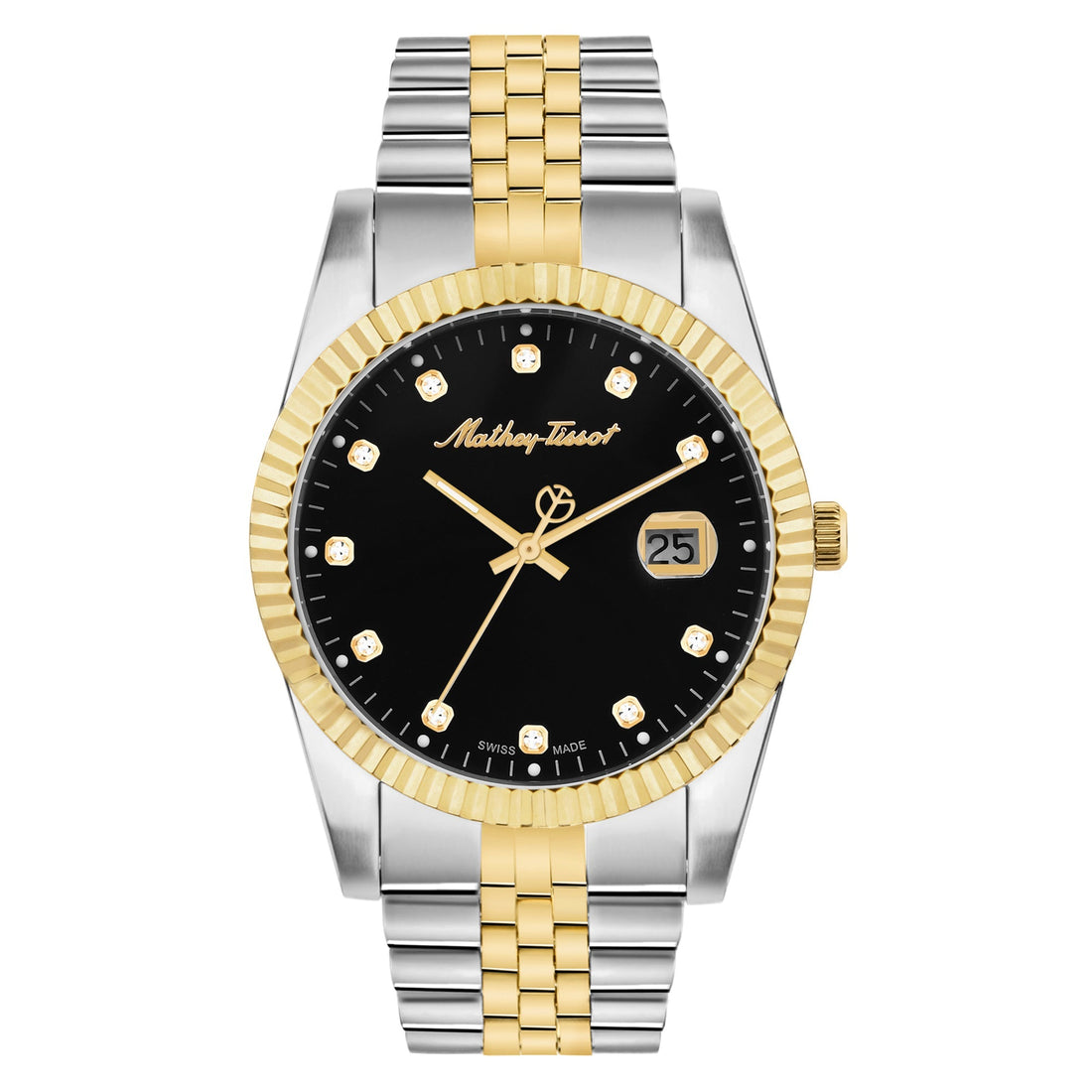 Mathey-Tissot Swiss Made Rolly Iii Crystal 40 MM Black Dial Mens Watch - H710BN