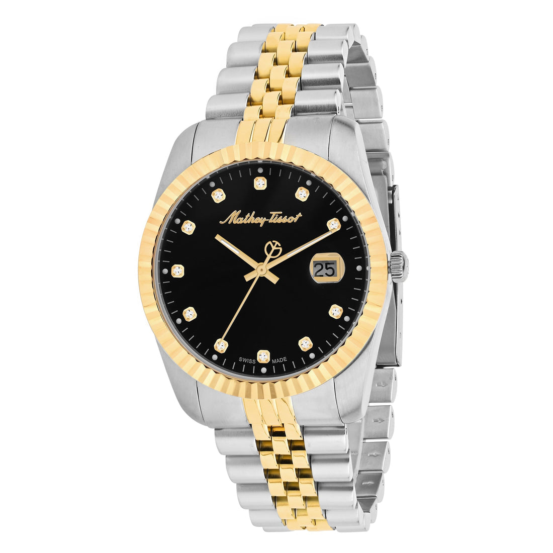 Mathey-Tissot Swiss Made Rolly Iii Crystal 40 MM Black Dial Mens Watch - H710BN