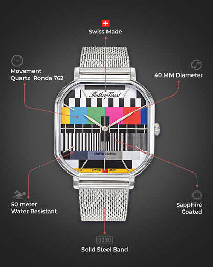 Mathey-Tissot Swiss Made Monsoon Square Limited Edition Quartz Multicolor Dial Analog Watch - For Gents H7917TV