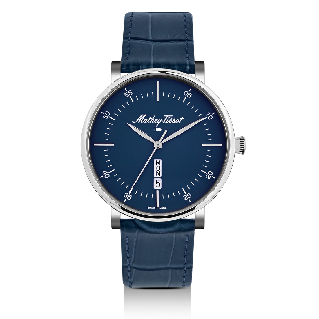 Mathey-Tissot Swiss Made Monsoon Day-Date Quatrz Blue Dial Analog Watch For Gents - H7918ALBU