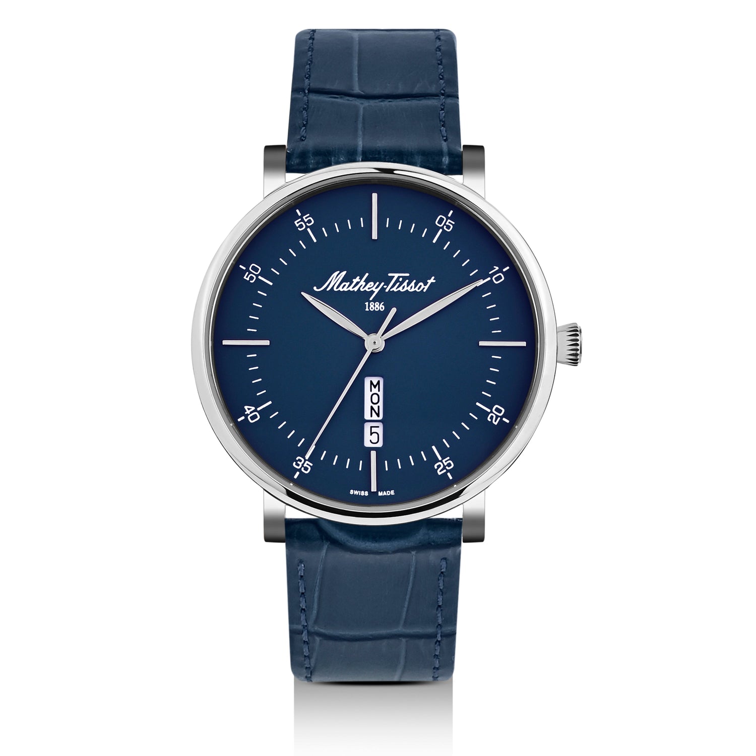 Mathey-Tissot Swiss Made Monsoon Day-Date Quatrz Blue Dial Analog Watch For Gents - H7918ALBU