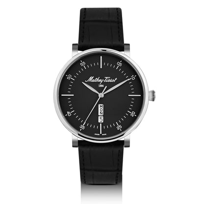 Mathey-Tissot Swiss Made Monsoon Day-Date Quatrz Black Dial Analog Watch For Gents - H7918ALN